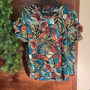 LOFT Tropical Print Short Sleeve Tee